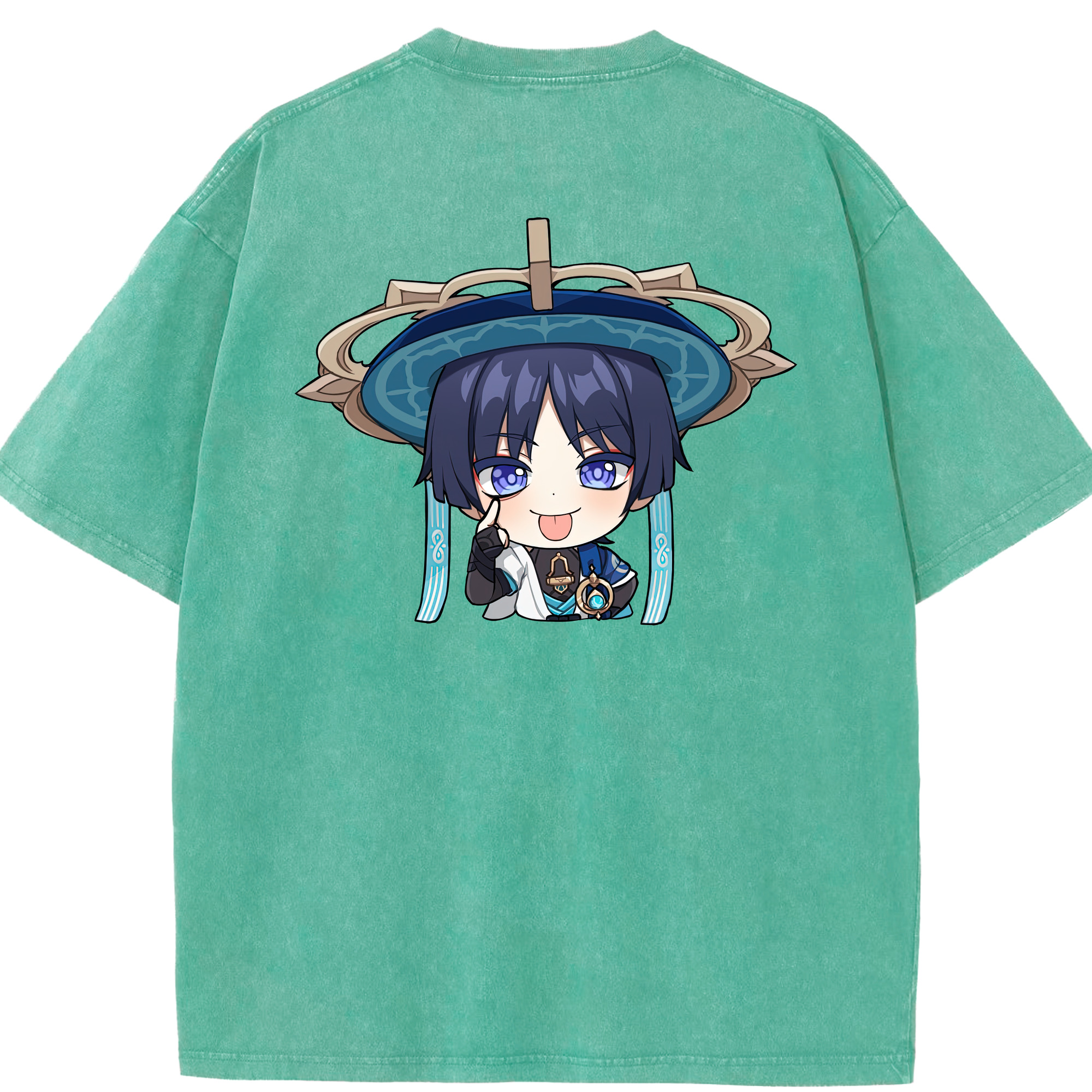げんし神 さんペい genshin Sanpei 綿100% ヴィンテージ風 半袖Tシャツ（背面プリント）